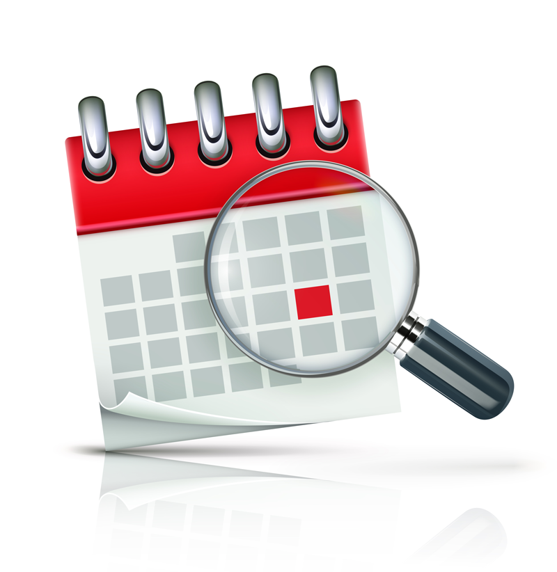 An image of a calendar that represents a schedule of Food Protection Manager Certification courses.